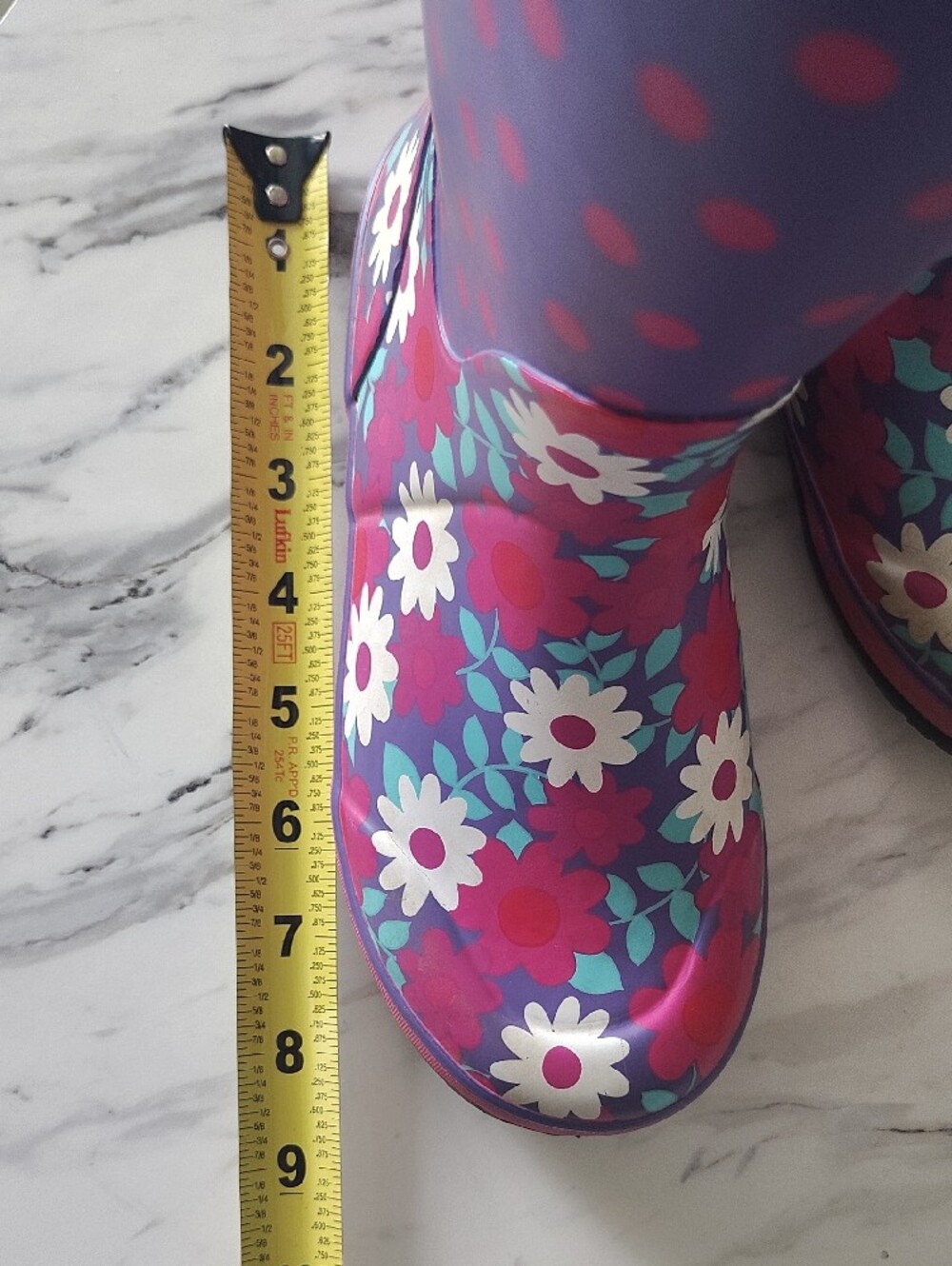 Bogs Purple Pink Floral Rain Boots Size 2 - Picture 12 of 12